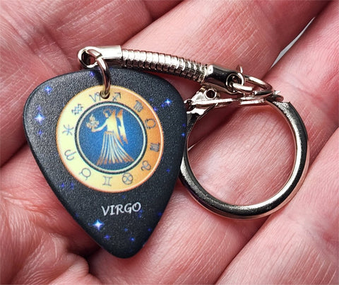 Horoscope Astrological Sign Virgo Guitar Pick Keychain