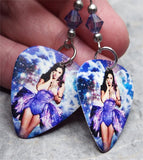 Katy Perry Guitar Pick Earrings with Purple Swarovski Crystals