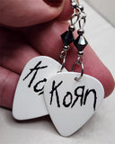 Korn White Guitar Pick Earrings with Black Swarovski Crystals