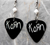 Korn Black Guitar Pick Earrings with White Swarovski Crystals