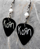 Korn Black Guitar Pick Earrings with White Swarovski Crystals