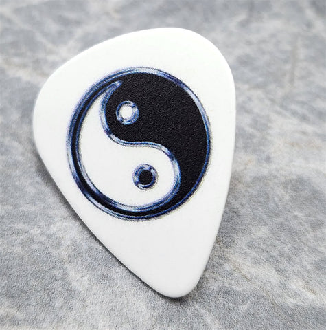 Yin and Yang White Guitar Pick Pin or Tie Tack