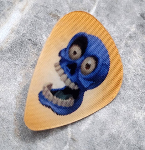 Silly Blue Skull Guitar Pick Pin or Tie Tack