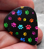 Colorful Paw Prints Black Guitar Pick Pin or Tie Tack