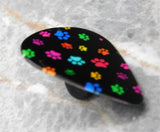 Colorful Paw Prints Black Guitar Pick Pin or Tie Tack