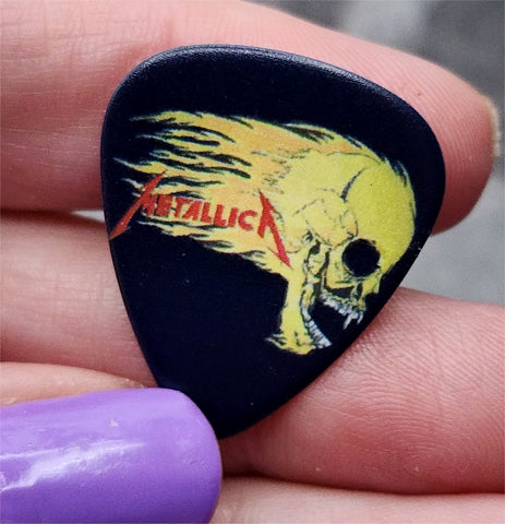 Metallica Flaming Skull Guitar Pick Lapel Pin or Tie Tack