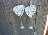 Led Zeppelin III Guitar Pick Earrings with MultiColor Pave Bead Dangles