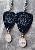 Horoscope Astrological Sign Leo Guitar Pick Earrings with Leo Charm Dangles