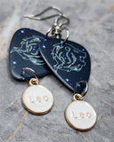 Horoscope Astrological Sign Leo Guitar Pick Earrings with Leo Charm Dangles