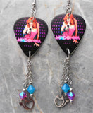 Madonna The Confessions Tour Guitar Pick Earrings with Stainless Steel "Devil" Heart Charms and Swarovski Crystal Dangles