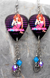 Madonna The Confessions Tour Guitar Pick Earrings with Stainless Steel "Devil" Heart Charms and Swarovski Crystal Dangles
