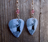 Marilyn Monroe Guitar Pick Earrings with Pink Swarovski Crystals