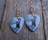 Marilyn Monroe Guitar Pick Earrings with Pink Swarovski Crystals