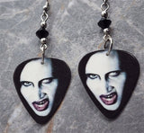 Marilyn Manson Guitar Pick Earrings with Black Swarovski Crystals