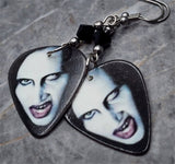 Marilyn Manson Guitar Pick Earrings with Black Swarovski Crystals