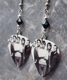 Maroon 5 Group Picture Guitar Pick Earrings with Black Swarovski Crystals
