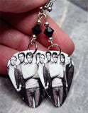 Maroon 5 Group Picture Guitar Pick Earrings with Black Swarovski Crystals