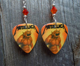 Metallica Jump in the Fire Guitar Pick Earrings with Fire Opal Swarovski Crystals