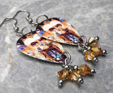 Michael Jackson Dangerous Guitar Pick Earrings with Golden Swarovski Crystals