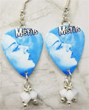 Misfits Dig Up Her Bones Guitar Pick Earrings with White Alabaster Swarovski Crystal Dangles