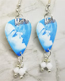 Misfits Dig Up Her Bones Guitar Pick Earrings with White Alabaster Swarovski Crystal Dangles