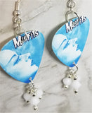 Misfits Dig Up Her Bones Guitar Pick Earrings with White Alabaster Swarovski Crystal Dangles