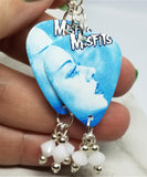 Misfits Dig Up Her Bones Guitar Pick Earrings with White Alabaster Swarovski Crystal Dangles
