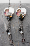 Matt Bellamy of Muse Guitar Pick Earrings with Stainless Steel Charm and Swarovski Crystal Dangles