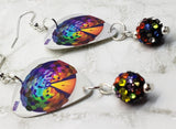 Muse The Resistance Guitar Pick Earrings with MultiColor Pave Bead Dangles