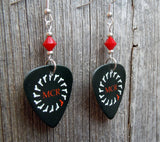 My Chemical Romance MCR Guns Guitar Pick Earrings with Red Swarovski Crystals