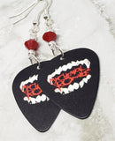 My Chemical Romance In Fangs Guitar Pick Earrings with Red Swarovski Crystals