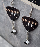 New Kids on the Block Guitar Pick Earrings with Treble Clef Charms and Swarovski Crystal Dangles