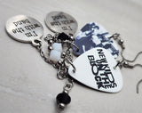 New Kids on the Block Guitar Pick Earrings with Stainless Steel Charms and Swarovski Crystal Dangles