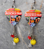 Nickelback Rockstar Guitar Pick Earrings with Swarovski Crystal, Pave Bead, and Stainless Steel Charm Dangles