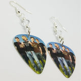 Nickelback Group Photo Guitar Pick Earrings with Clear Swarovski Crystals