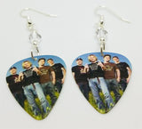Nickelback Group Photo Guitar Pick Earrings with Clear Swarovski Crystals