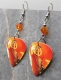 Nickelback's Chad Kroeger Guitar Pick Earrings with Fire Opal Swarovski Crystals