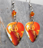 Nickelback's Chad Kroeger Guitar Pick Earrings with Fire Opal Swarovski Crystals