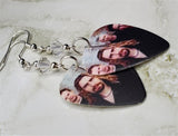 Nickelback Group Picture Guitar Pick Earrings with Clear Swarovski Crystals
