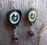 A Nightmare Before Christmas Jack Skellington Guitar Pick Earrings with Pewter Pave Bead Dangles