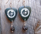 A Nightmare Before Christmas Jack Skellington Guitar Pick Earrings with Pewter Pave Bead Dangles