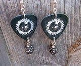 A Nightmare Before Christmas Jack Skellington Guitar Pick Earrings with Pewter Pave Bead Dangles