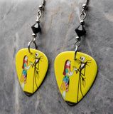 Jack Skellington and Sally The Nightmare Before Christmas Scene Guitar Pick Earrings with Black Swarovski Crystals