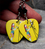 Jack Skellington and Sally The Nightmare Before Christmas Scene Guitar Pick Earrings with Black Swarovski Crystals