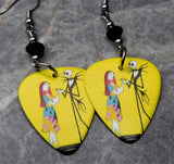 Jack Skellington and Sally The Nightmare Before Christmas Scene Guitar Pick Earrings with Black Swarovski Crystals