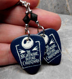 Jack Skellington and Sally The Nightmare Before Christmas Scene Guitar Pick Earrings with Black Swarovski Crystals