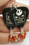 The Nightmare Before Christmas Sally Guitar Pick Earrings with Indian Red Swarovski Crystal Dangles