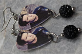 Nine Inch Nails Trent Reznor Guitar Pick Earrings with Black Pave Bead Dangles