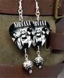 Nirvana Greatest Hits Guitar Pick Earrings with Ombre Pave Bead Dangles