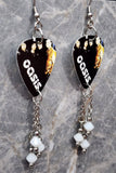 Oasis Guitar Pick Earrings with White Swarovski Crystal Dangles